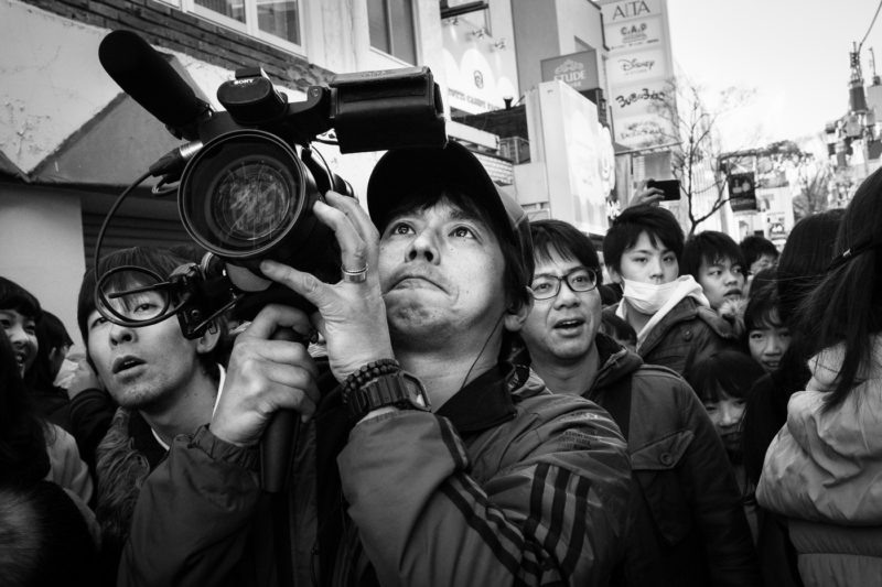 Takeshita Dori, une rue bondée d'Harajuku, portait de rue d'un tournage